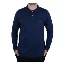 Camisa Polo Masculino Pierre Cardin Ml Malha Marinho - 1084