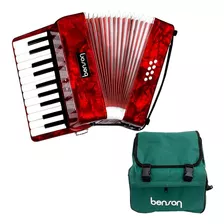 Acordeon Sanfona 8 Baixos Gaita Benson Bac08 Vermelho