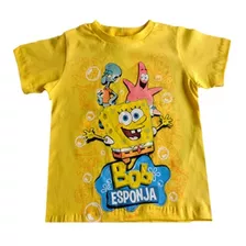 Camiseta Camisa Manga Curta Infantil Bob Esponja Algodão