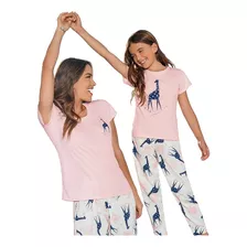 Pijama Mama E Hija Jirafa Camisa Pantalon Multiuso X 1und