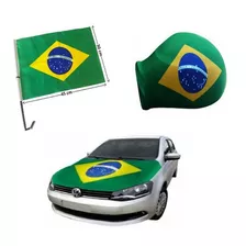 Bandeira Brasil Para Capo + Capa Retrovisor + Vidro Lateral