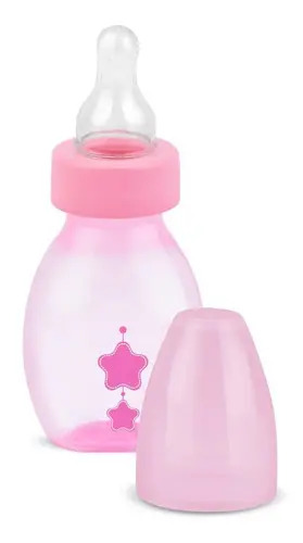 Mamadeira Petita Chuquinha 60ml Rosa Bico Silicone Livre Bpa Florido