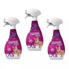 3 EnziMac Gatos Eliminador De Odores E Manchas Spray 500ml