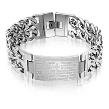 Pulseira Bracelete Masculino Pai Nosso Aço Inoxidavel 316