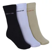 Kit Meia Ferracini Masculina Sport Branco - Preto - Areia