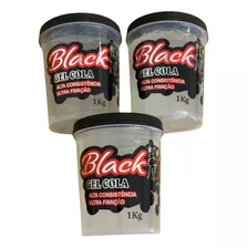 Kit Com 03 Gel Cola 1kg Com Tampa Preta - Black Fix