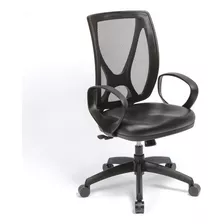 Silla De Escritorio Mobilarg 8590n2 Ergonómica Negra Con Tapizado De Cuero Sintético Y Mesh