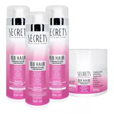 Kit Home Care Bb Hair Secrets 8 Benefícios Incríveis 4x300ml