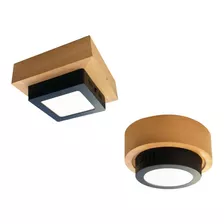 Plafon Led Negro Madera 6w Nordico Escandinavo Techo Puraluz