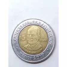 Moneda De Alvaro Obregón $5 Centenario De La Revolución 2010