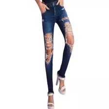 Calca Jeans Rasgada Morena Rosa 03207 - Azul