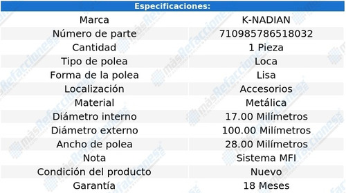 Polea Lisa Metalica K-nadian Lexus Gs300 V6 3.0l 06 Foto 3