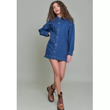 Jaqueta Jeans Dialogo Parka Com Bolsos Cargo Feminino