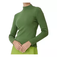 Blusa Feminina Seiki Tricot Gola Alta Verde Floresta - 83040