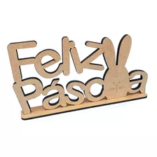 Frase Feliz Pascoa Com Base - Mdf Kit Mdf Festa