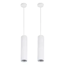 2 Lamparas Colgante Moderna Diseño Tubo Cilindro Gu10 Color Blanco