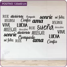 Vinilo Decorativo Casa Frase Positiva Mural Rie Sueña Ama 