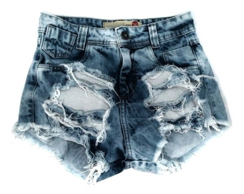 Shorts Jeans Feminino Instagram Rasgado Lycra  St015