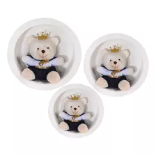 Trio Para Nicho Urso Príncipe Azul Marinho 3 Peças