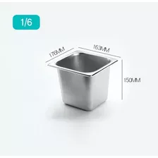 Set 5 Depositos Gastronomico 1/6 15cm Acero Inox Con Tapa