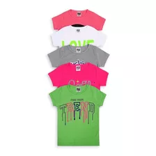 Kit 5 Peças De Camisa Roupa Juvenil/infantil Malha Atacado