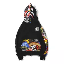 Adulto Sudadera Con Cremallera Cabeza Tiburón Bape Moda