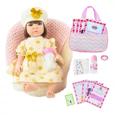 Boneca Bebê Reborn Realista Silicone Boneca Vestido E Bolsa 