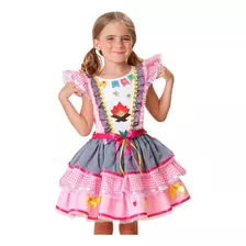 Vestido Festa Junina Menina Infantil Xadrez Rosa Envio 24h