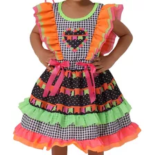 Vestido Brigida Junino Infantil 3151 Tamanho P Fantasias Sup