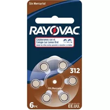 Pilas Para Audifonos Rayovac 13/312/675/10 Blister X 6 Unid Tamaño 312