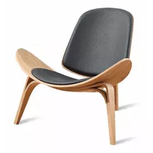 Poltrona Shell Hans Wegner Freijó Com Preto