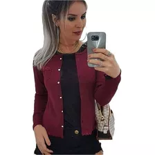 Blusa De Frio Canelada Feminino Cardigan Casaquinho Liso