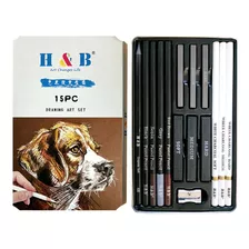 Hb 15pcs/set Art Supplies Kit De Dibujo Blanco Carbón Y