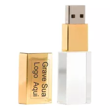 Pendrive Vidro Dourado P/ Fotografo Personalizado 30uni 16gb