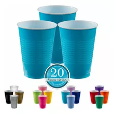 Vaso Desechable Amscan Paq. Con 20 Pzas. Color Azul Caribe