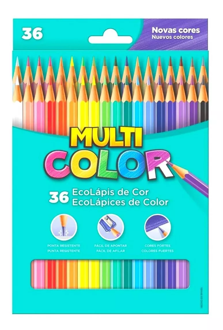 Lapis De Cor Multicolor Faber Castell Escolar 36 Cores 