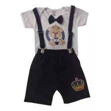 Kit Conjunto Urso Príncipe Festa Mesversário Ursinho Menino