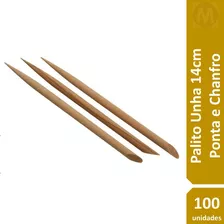 Palito Unha Ponta Chanfro Bambu Manicure Cutícula 14cm 100un