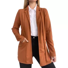 Blazer Saco Crepe Manga Larga Bolsillos Talles Mujer