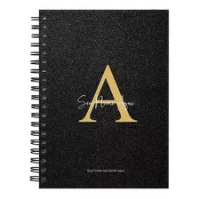 Caderno Personalizado Glitter Preto Cores 18x25 Cm 100 Fls