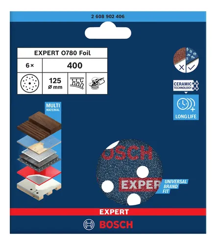 Lija Orbital Velcro Bosch 125mm Expert Multi Mater G400 X 6u 400