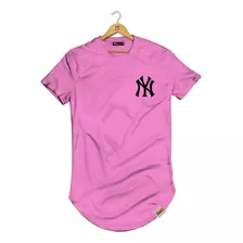 Camiseta Longline New York Camisas Blusas Ny Manga Curta A1