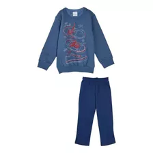 Conjunto Juvenil De Menino Malwee Com Blusa Azul E Calça.