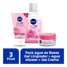 Nivea Petals Rosas Rutina Agua De Rosas Gel Facial Y Micelar 3 Piezas