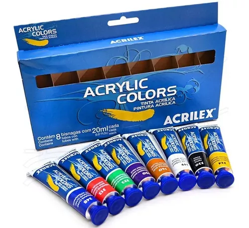 Estojo Tinta Acrílica Acrylic Colors Acrilex Com 8 Bisnagas 