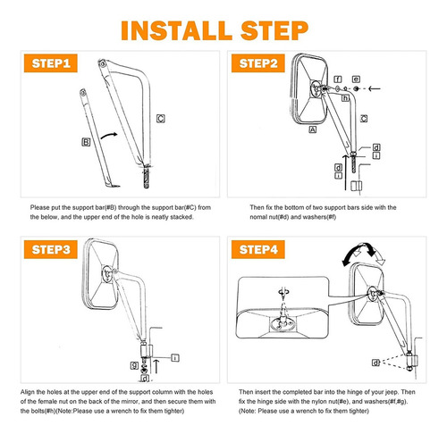 Espejos Retrovisores Para Jeep Wrangler Cj Tj Jk Jl Y Unl Foto 4