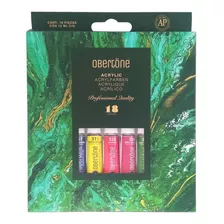 Kit Estuche Pintura Acrílica Obertone Tubo 18 Colores 12 Ml