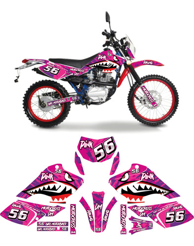 Kit De Grficos Wrap Para Moto Dm 125 Boca De Tiburn Girl R Foto 3