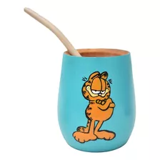 Mate Pintado A Mano Con Bombilla Garfield Personaje