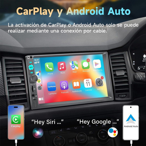 Estreo Auto 2 Din Carplay Manos Libres Radio Receptor Mp5 Foto 2